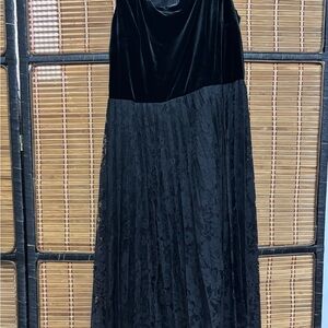 Lane Bryant Black Velvet and Lace Maxi Dress